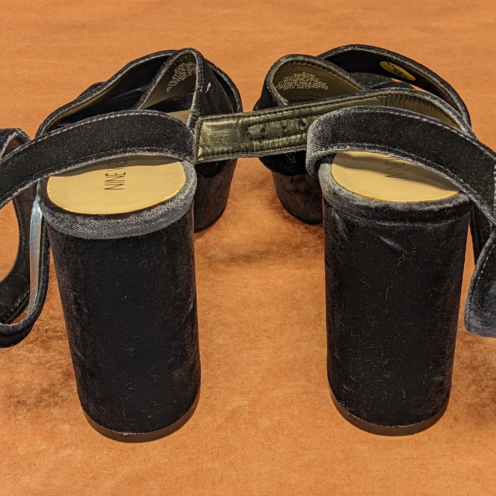 Nine West Women's Black Velvet Sandals - Picture 2 of 8